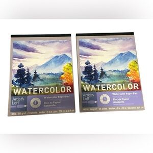 2 Pack Watercolor Paper Pad Artists Loft 24 Sheets Each 140lb 9×12" = 48 Sheets